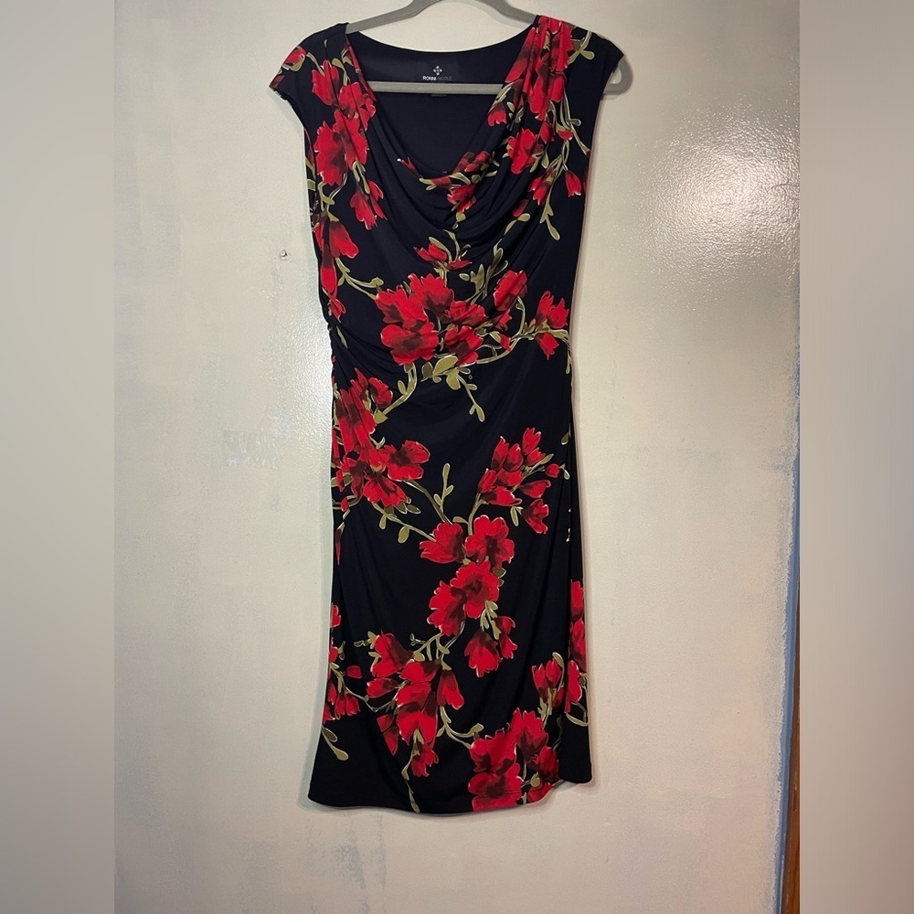 Y2k drape front stretch dress sz 8 fairy cherry blossom dark fairy ronni nicole